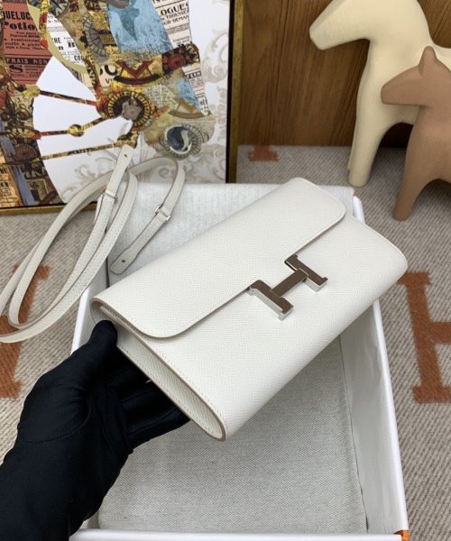 1:1 Replica Hermes Constance Long Togo Wallet White, Silver Toned Hardware Bag For Women, Women's Handbags, Shoulder Bags 8.1in/21cm