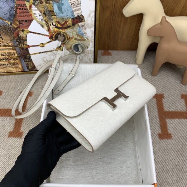 1:1 Replica Hermes Constance Long Togo Wallet White, Silver Toned Hardware Bag For Women, Women's Handbags, Shoulder Bags 8.1in/21cm