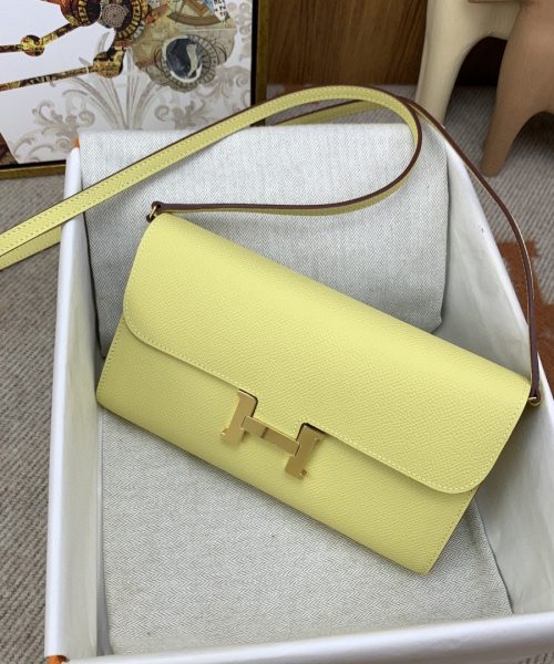 1:1 Replica Hermes Constance Long Togo Wallet Yellow, Gold Toned Hardware Bag For Women, Women's Handbags, Shoulder Bags 8.1in/21cm