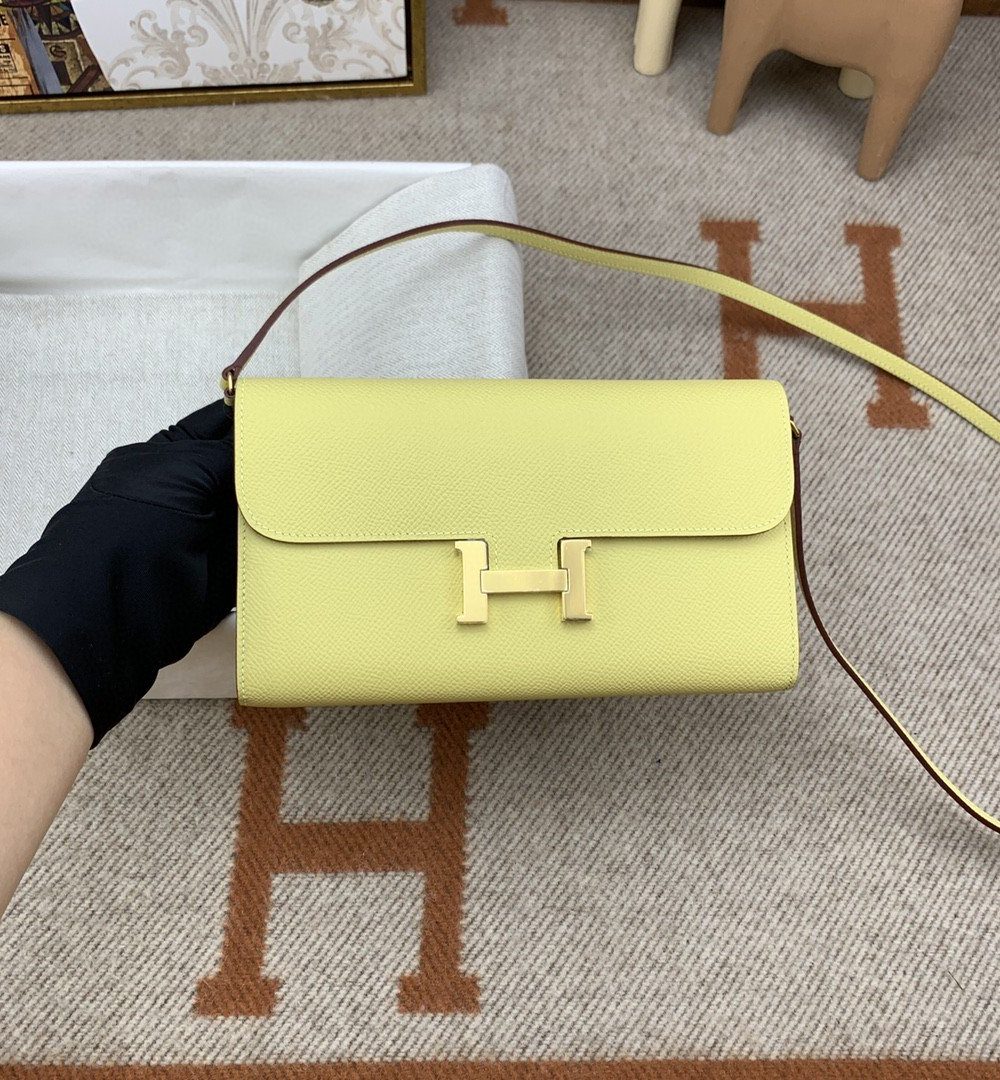 1:1 Replica Hermes Constance Long Togo Wallet Yellow, Gold Toned Hardware Bag For Women, Women's Handbags, Shoulder Bags 8.1in/21cm