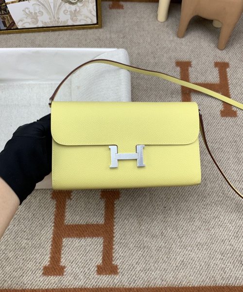 1:1 Replica Hermes Constance Long Togo Wallet Yellow, Silver Toned Hardware Bag For Women, Women's Handbags, Shoulder Bags 8.1in/21cm