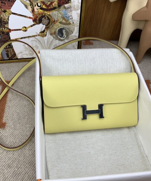 1:1 Replica Hermes Constance Long Togo Wallet Yellow, Silver Toned Hardware Bag For Women, Women's Handbags, Shoulder Bags 8.1in/21cm