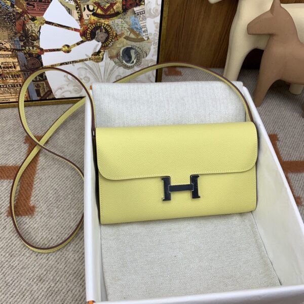 1:1 Replica Hermes Constance Long Togo Wallet Yellow, Silver Toned Hardware Bag For Women, Women's Handbags, Shoulder Bags 8.1in/21cm