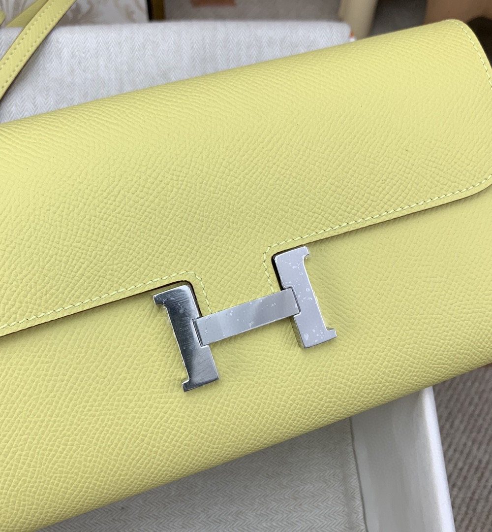 1:1 Replica Hermes Constance Long Togo Wallet Yellow, Silver Toned Hardware Bag For Women, Women's Handbags, Shoulder Bags 8.1in/21cm