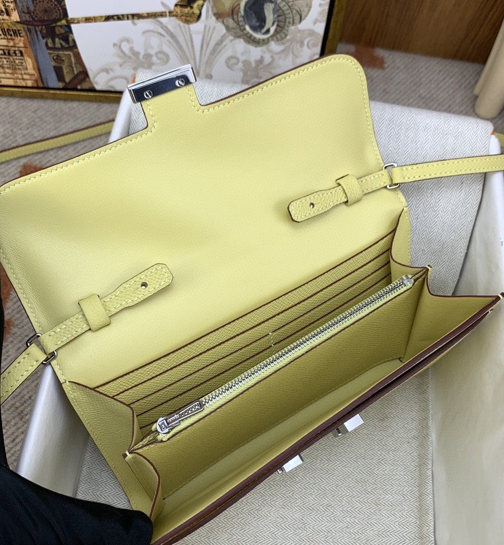 1:1 Replica Hermes Constance Long Togo Wallet Yellow, Silver Toned Hardware Bag For Women, Women's Handbags, Shoulder Bags 8.1in/21cm