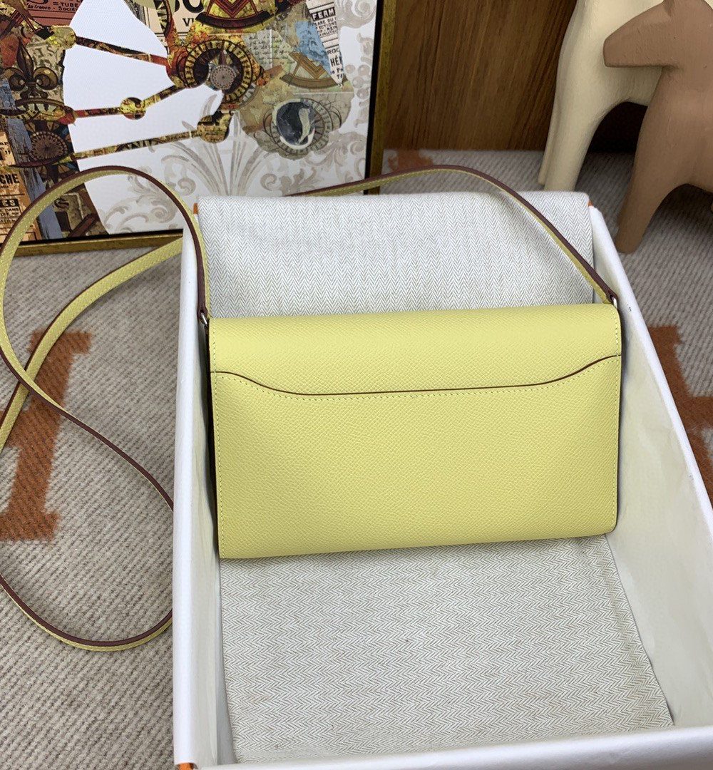 1:1 Replica Hermes Constance Long Togo Wallet Yellow, Silver Toned Hardware Bag For Women, Women's Handbags, Shoulder Bags 8.1in/21cm