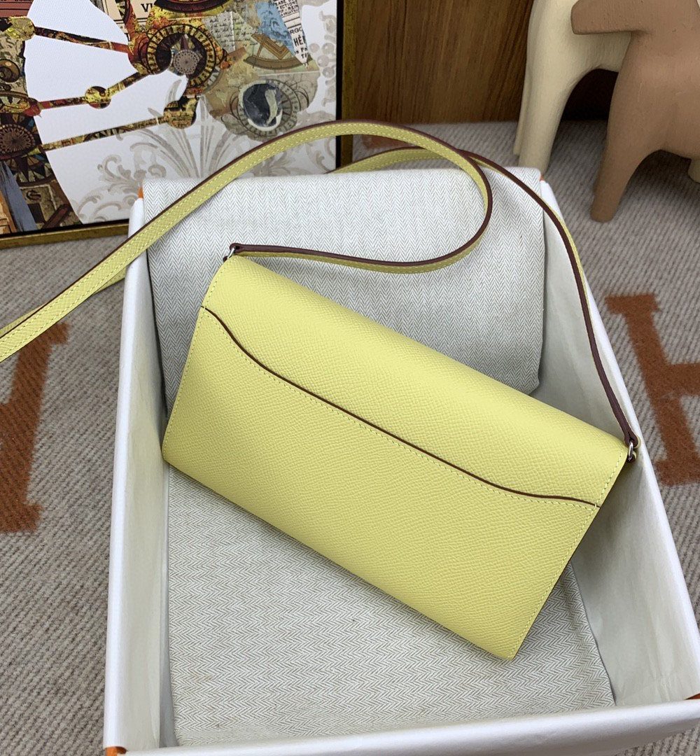 1:1 Replica Hermes Constance Long Togo Wallet Yellow, Silver Toned Hardware Bag For Women, Women's Handbags, Shoulder Bags 8.1in/21cm
