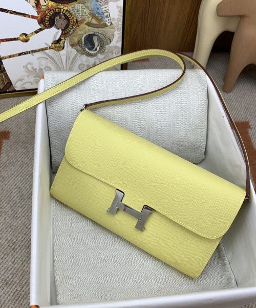 1:1 Replica Hermes Constance Long Togo Wallet Yellow, Silver Toned Hardware Bag For Women, Women's Handbags, Shoulder Bags 8.1in/21cm