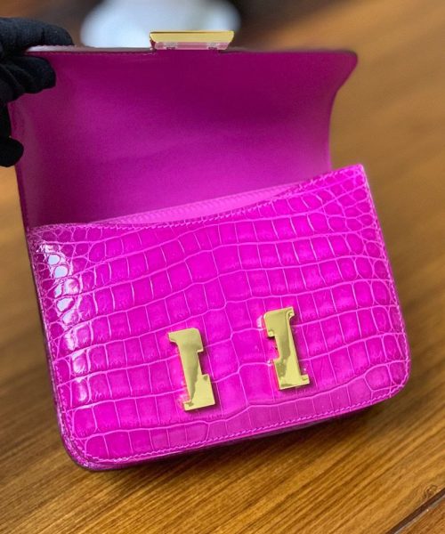 1:1 Replica Hermes Constance Pink/Purple For Women 19cm / 7.4in