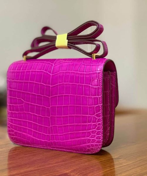 1:1 Replica Hermes Constance Pink/Purple For Women 19cm / 7.4in