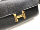 1:1 Replica Hermes Constance Togo Long Wallet  21cm/8.3in Gold Toned Hardware For Women Black