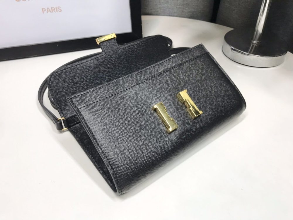 1:1 Replica Hermes Constance Togo Long Wallet  21cm/8.3in Gold Toned Hardware For Women Black - Image 4