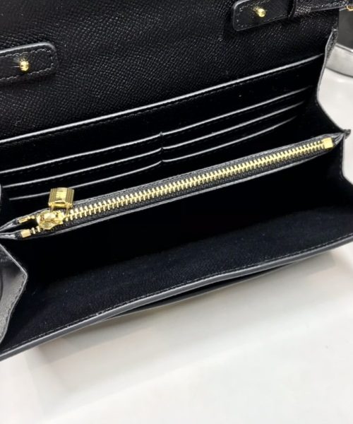 1:1 Replica Hermes Constance Togo Long Wallet  21cm/8.3in Gold Toned Hardware For Women Black