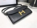 1:1 Replica Hermes Constance Togo Long Wallet  21cm/8.3in Gold Toned Hardware For Women Black
