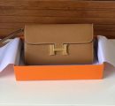 1:1 Replica Hermes Constance Togo Long Wallet  21cm/8.3in Gold Toned Hardware For Women Brown