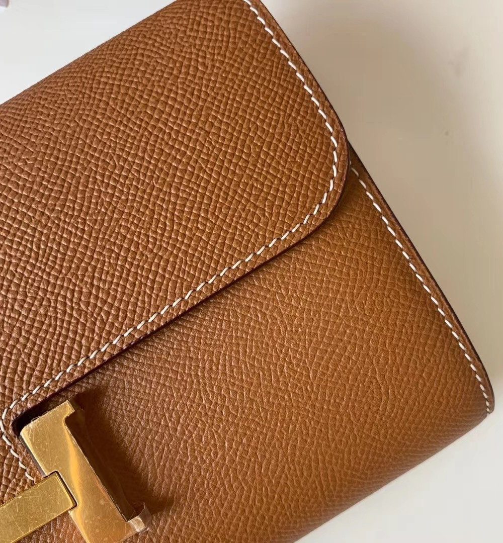 1:1 Replica Hermes Constance Togo Long Wallet 21cm/8.3in Gold Toned Hardware For Women Brown