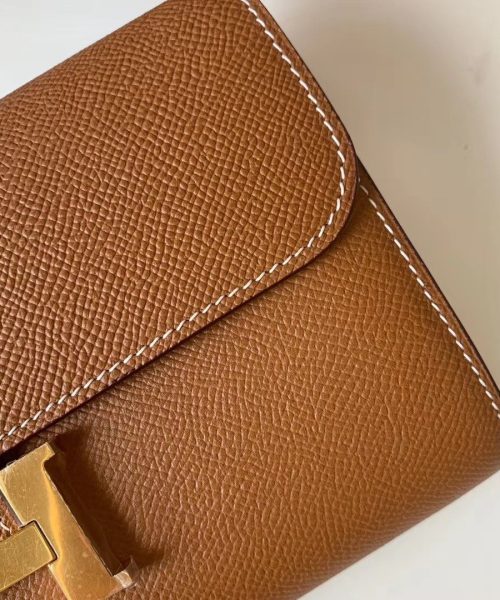 1:1 Replica Hermes Constance Togo Long Wallet  21cm/8.3in Gold Toned Hardware For Women Brown