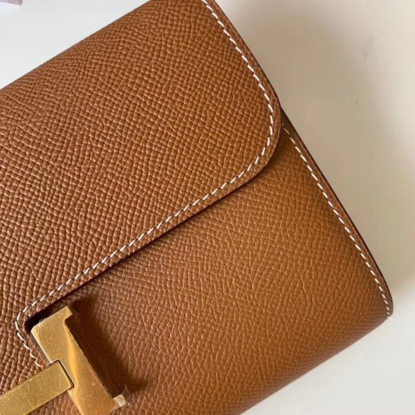 Hermes Constance Togo Long Wallet  21cm/8.3in Gold Toned Hardware For Women Brown