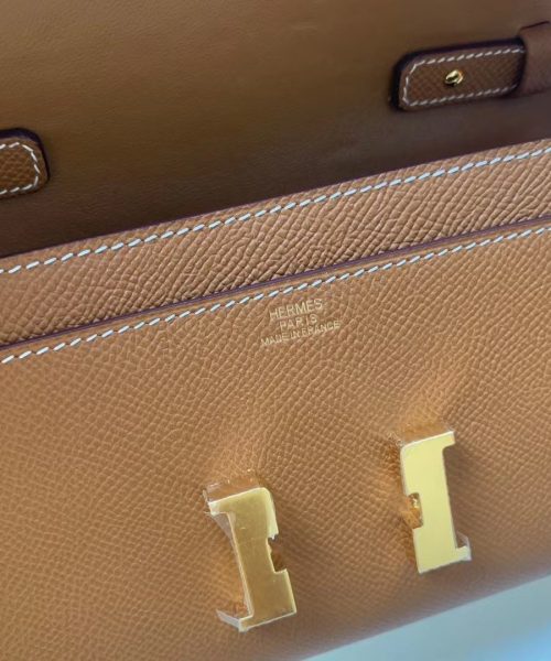 1:1 Replica Hermes Constance Togo Long Wallet  21cm/8.3in Gold Toned Hardware For Women Brown