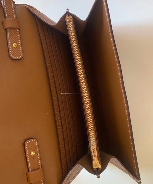 1:1 Replica Hermes Constance Togo Long Wallet  21cm/8.3in Gold Toned Hardware For Women Brown