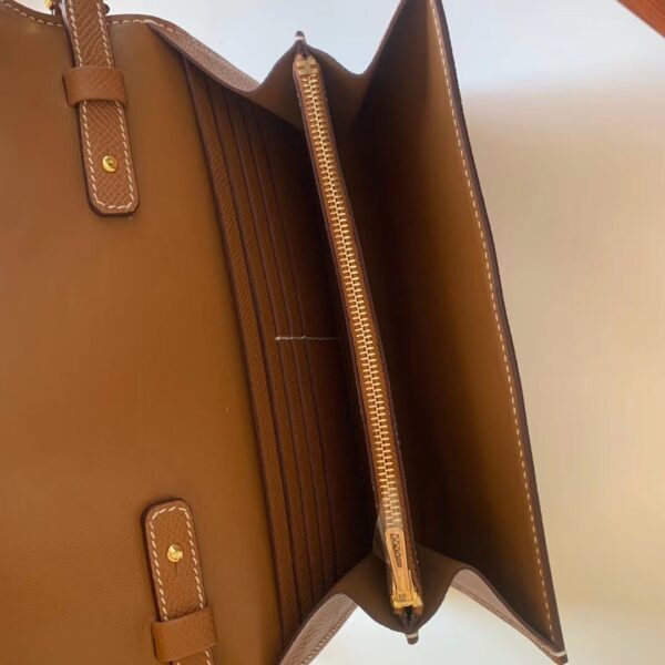 Hermes Constance Togo Long Wallet  21cm/8.3in Gold Toned Hardware For Women Brown