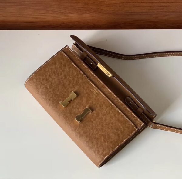 Hermes Constance Togo Long Wallet  21cm/8.3in Gold Toned Hardware For Women Brown