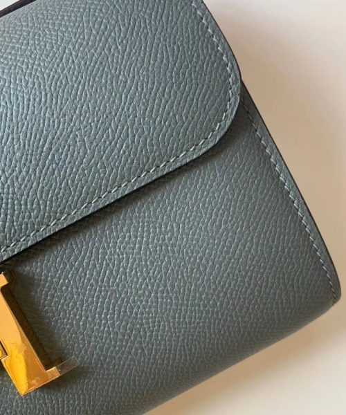 1:1 Replica Hermes Constance Togo Long Wallet 21cm/8.3in Gold Toned Hardware For Women Grey
