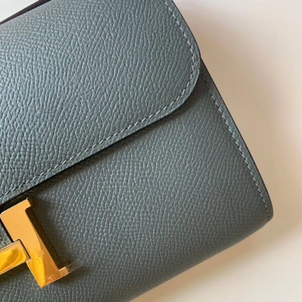 1:1 Replica Hermes Constance Togo Long Wallet 21cm/8.3in Gold Toned Hardware For Women Grey