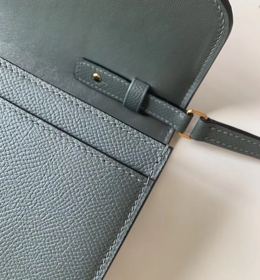 1:1 Replica Hermes Constance Togo Long Wallet 21cm/8.3in Gold Toned Hardware For Women Grey