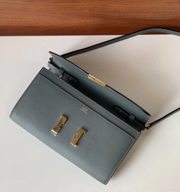1:1 Replica Hermes Constance Togo Long Wallet 21cm/8.3in Gold Toned Hardware For Women Grey