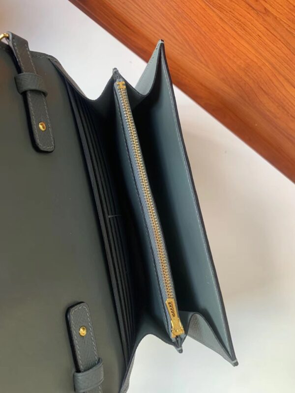 1:1 Replica Hermes Constance Togo Long Wallet 21cm/8.3in Gold Toned Hardware For Women Grey