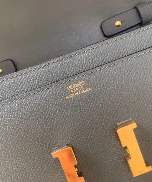 1:1 Replica Hermes Constance Togo Long Wallet 21cm/8.3in Gold Toned Hardware For Women Grey