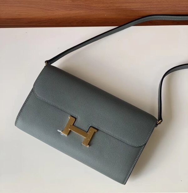 1:1 Replica Hermes Constance Togo Long Wallet 21cm/8.3in Gold Toned Hardware For Women Grey