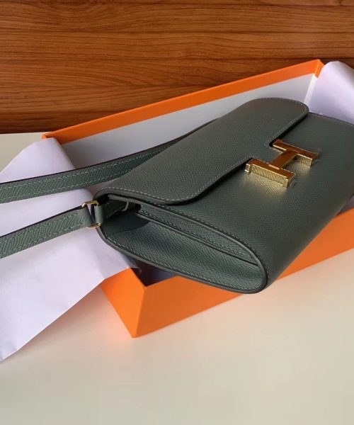 1:1 Replica Hermes Constance Togo Long Wallet 21cm/8.3in Gold Toned Hardware For Women Grey