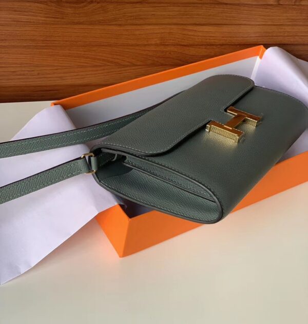 1:1 Replica Hermes Constance Togo Long Wallet 21cm/8.3in Gold Toned Hardware For Women Grey