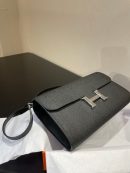 1:1 Replica Hermes Constance Togo Long Wallet  21cm/8.3in Silver Toned Hardware For Women Black