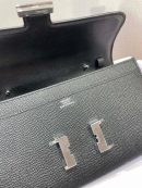 1:1 Replica Hermes Constance Togo Long Wallet  21cm/8.3in Silver Toned Hardware For Women Black