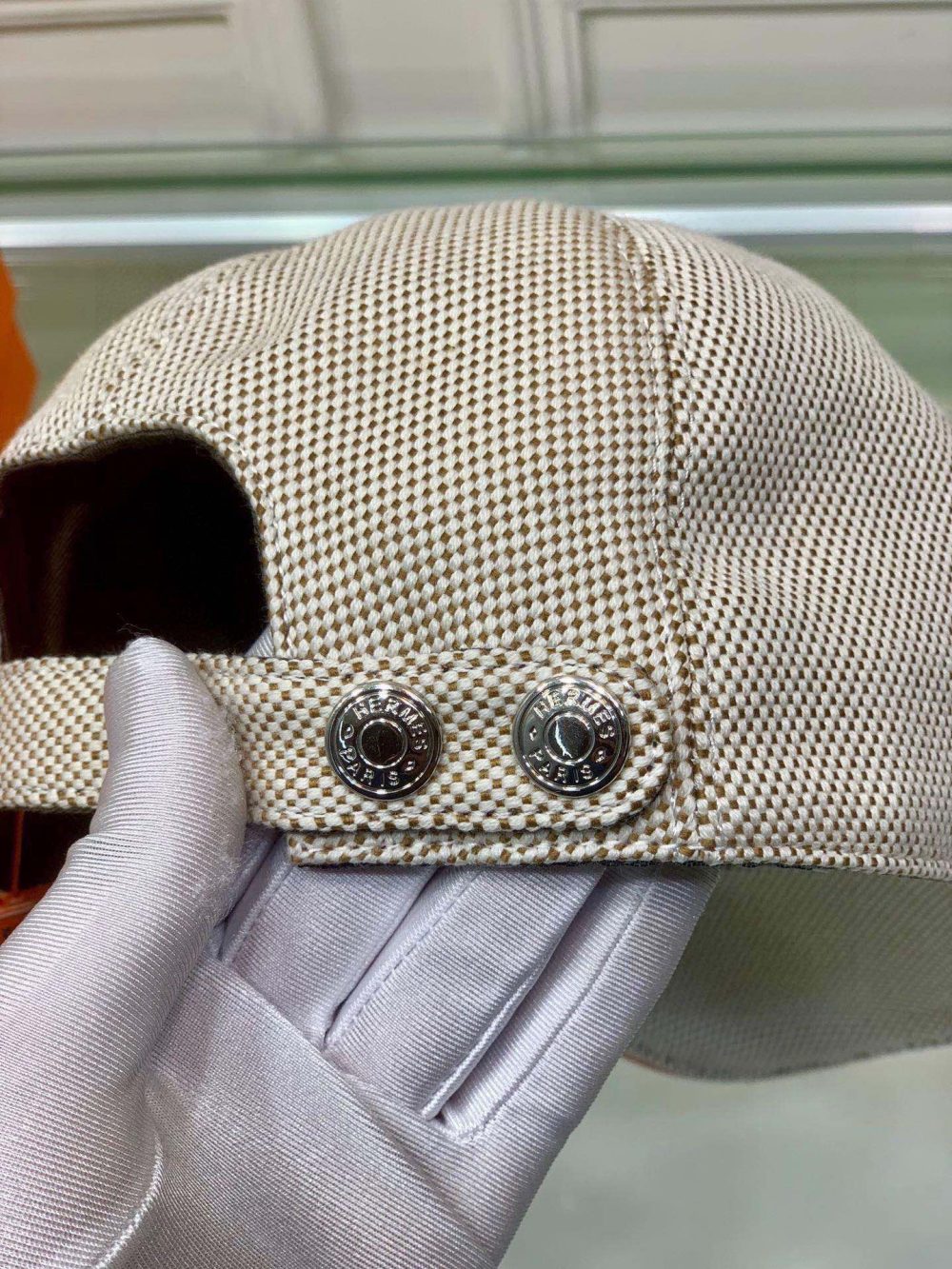 Hermes Davis H Primavera Cap Beige Hermes Cap - Image 3