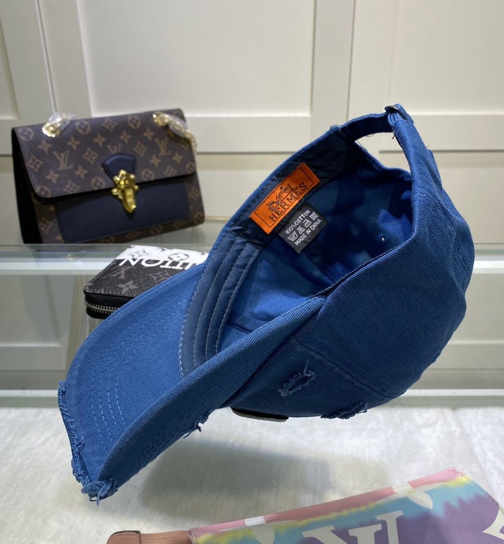Hermes Davis H Primavera Cap Blue Hermes Cap