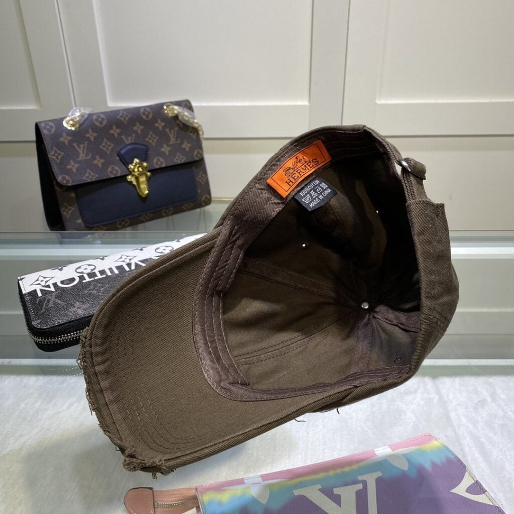 Hermes Davis H Primavera Cap Brown Hermes Cap - Image 3