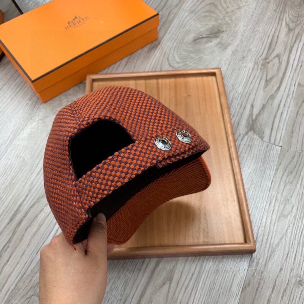 Hermes Davis H Primavera Cap Caro Brown Hermes Cap - Image 2