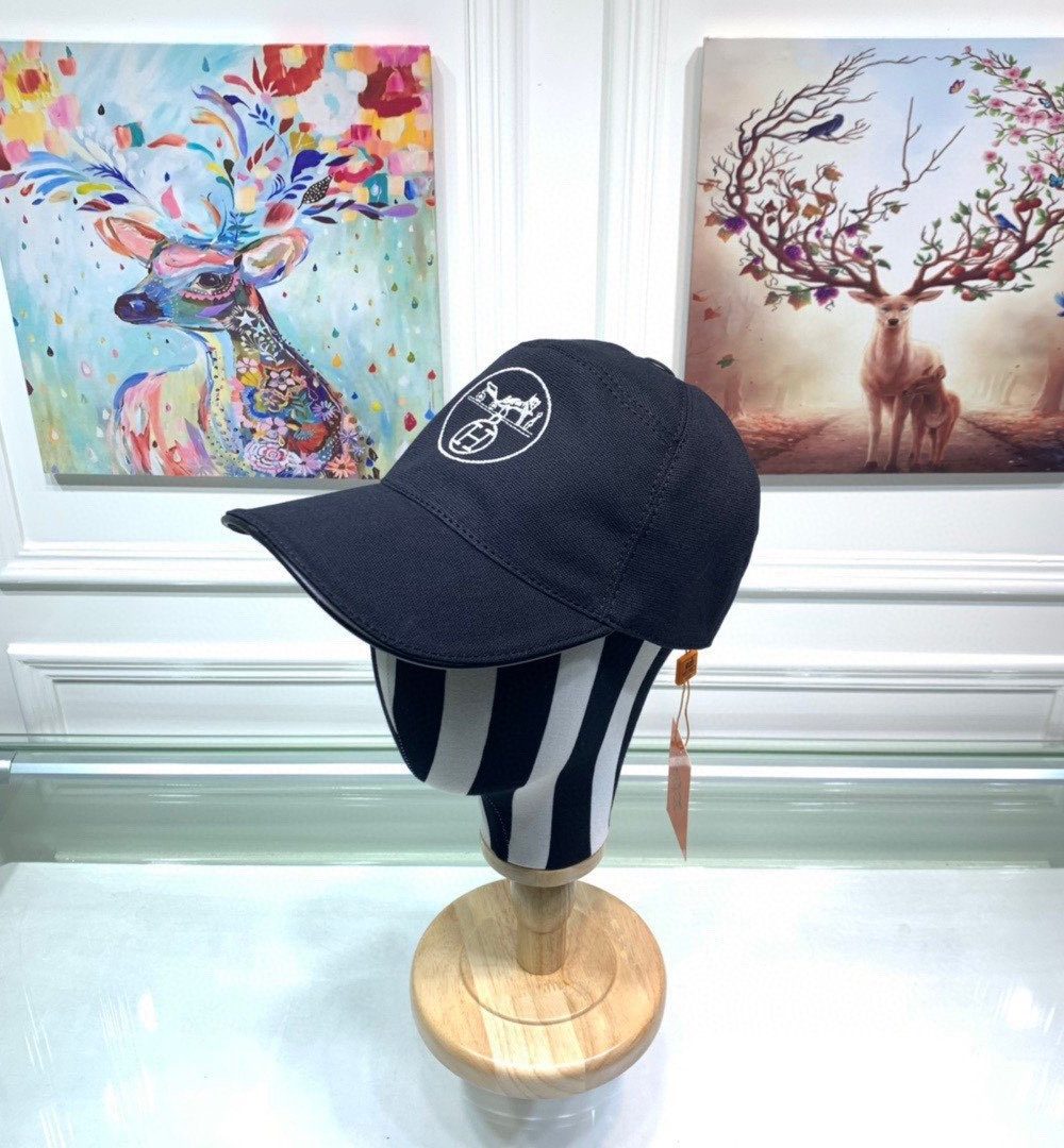 Hermes Davis H Primavera Cap Dark Blue Hermes Cap