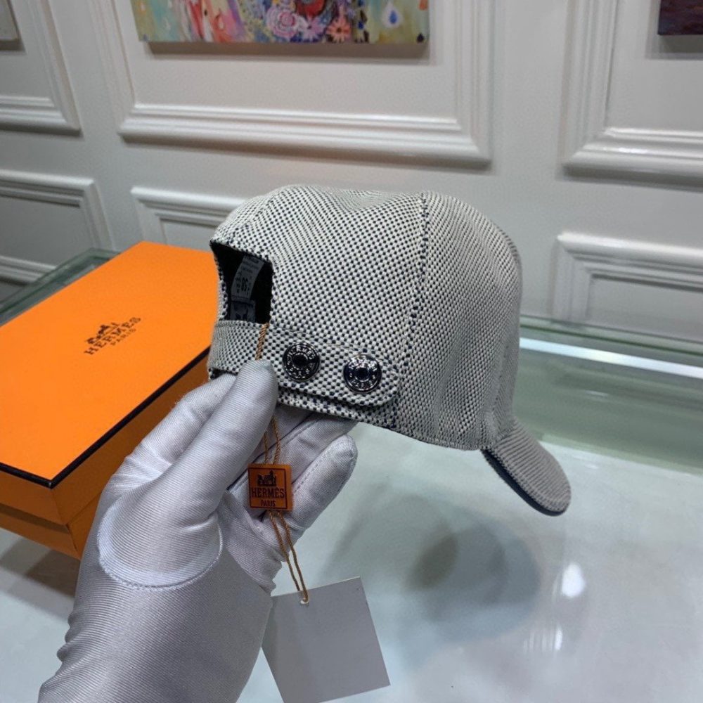 Hermes Davis H Primavera Cap Grey Hermes Cap - Image 2