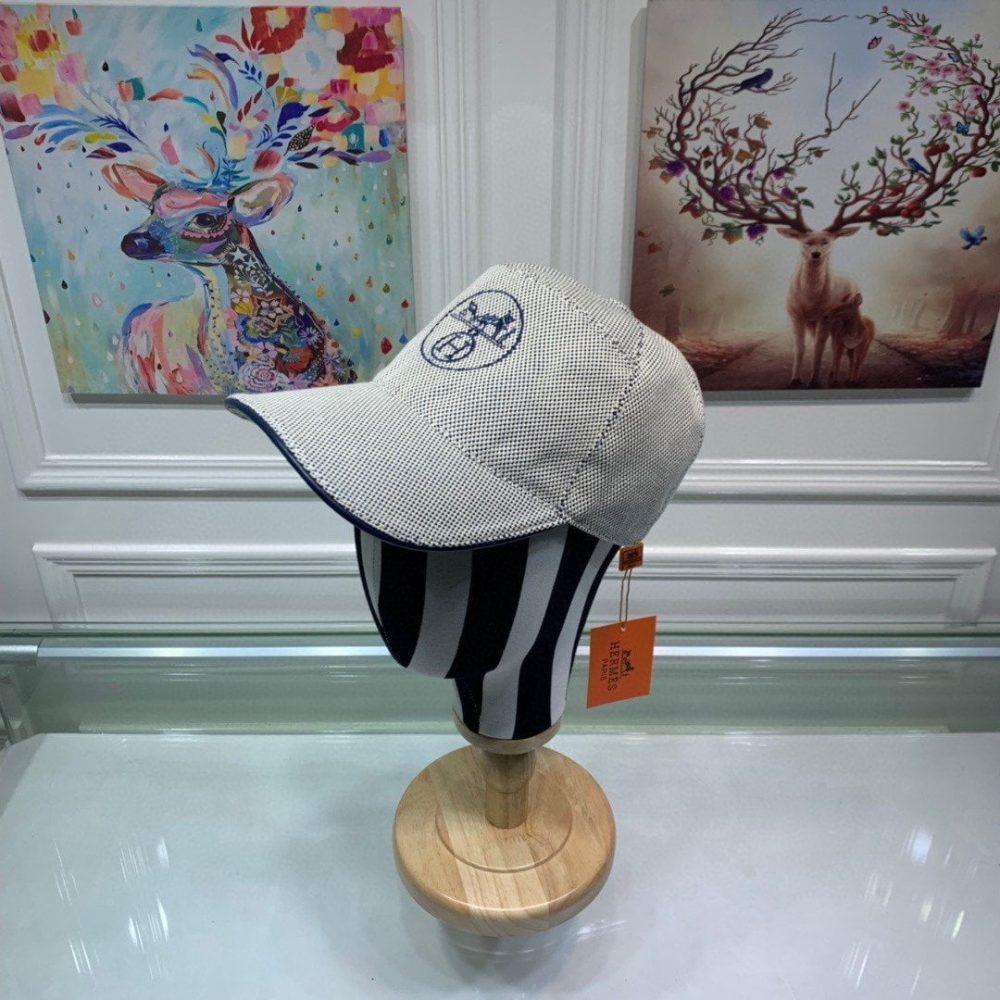 Hermes Davis H Primavera Cap Grey Hermes Cap - Image 3