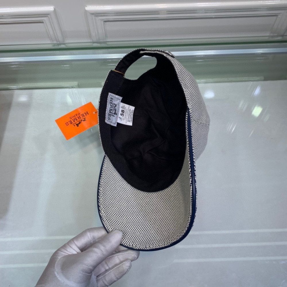 Hermes Davis H Primavera Cap Grey Hermes Cap - Image 4