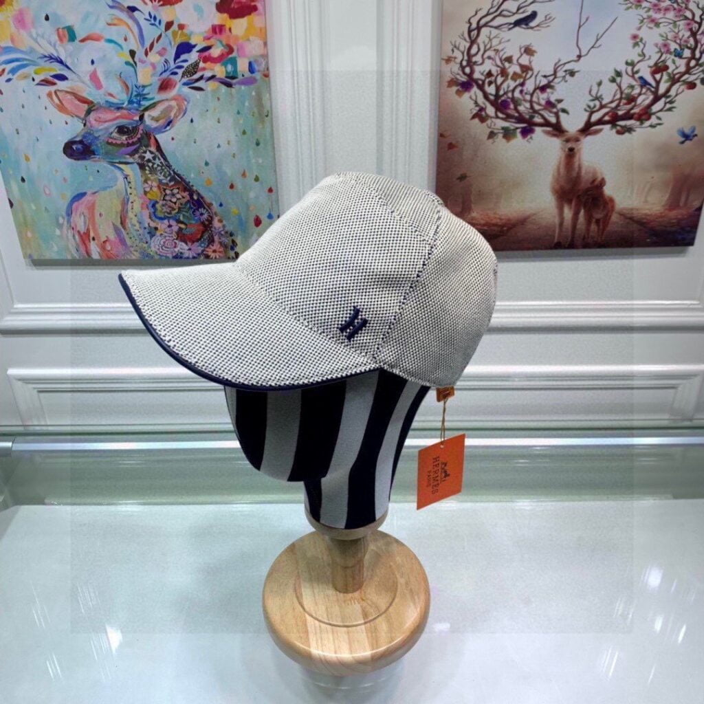 Hermes Davis H Primavera Cap Grey Hermes Cap - Image 2