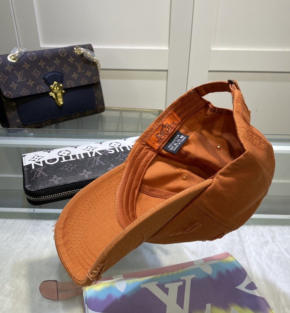 Hermes Davis H Primavera Cap Orange Hermes Cap