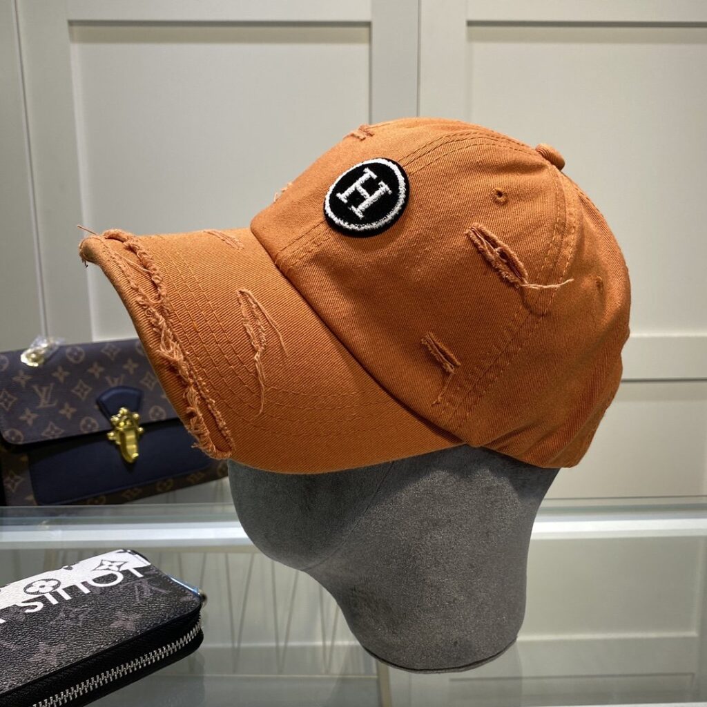 Hermes Davis H Primavera Cap Orange Hermes Cap - Image 2