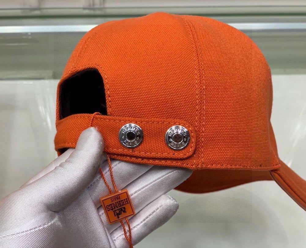 Hermes Davis H Primavera Cap Orange Hermes Cap