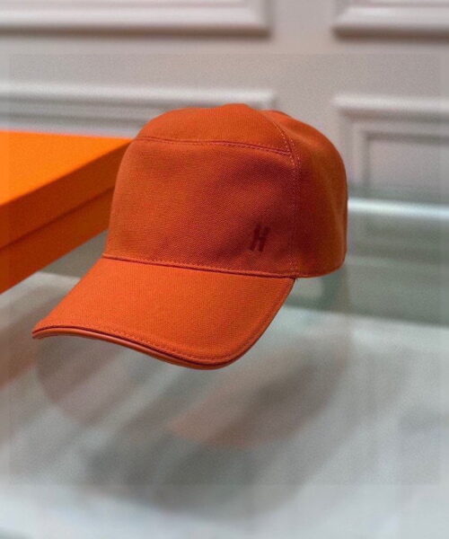 Hermes Davis H Primavera Cap Orange Hermes Cap